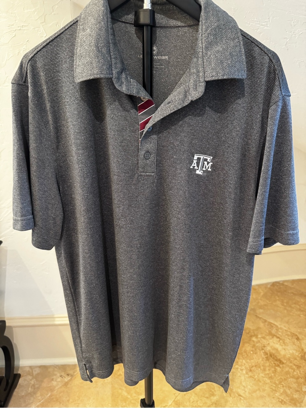 Texas A&M Men's Gray Polo Golf or Game Day Shirt - Collegiate Embroidered Logo